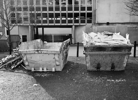 Recycling bins with sorted materials in Hayes