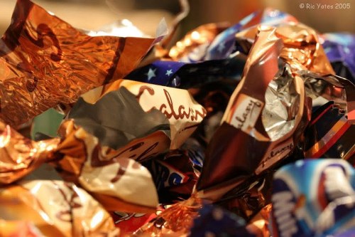 Pile of sorted garden waste and recyclable materials